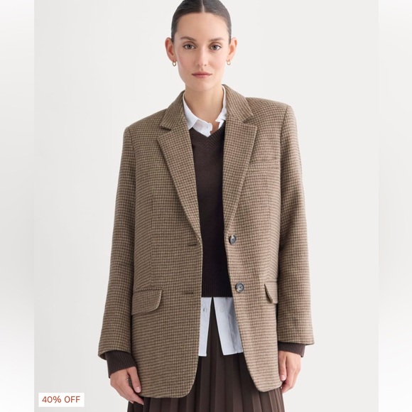 Everlane Jackets & Blazers - Everlane Oversized Brown Houndstooth Blazer